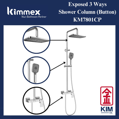 kimmex 3 Ways Shower Column Set (Button) (KM7801CP)
