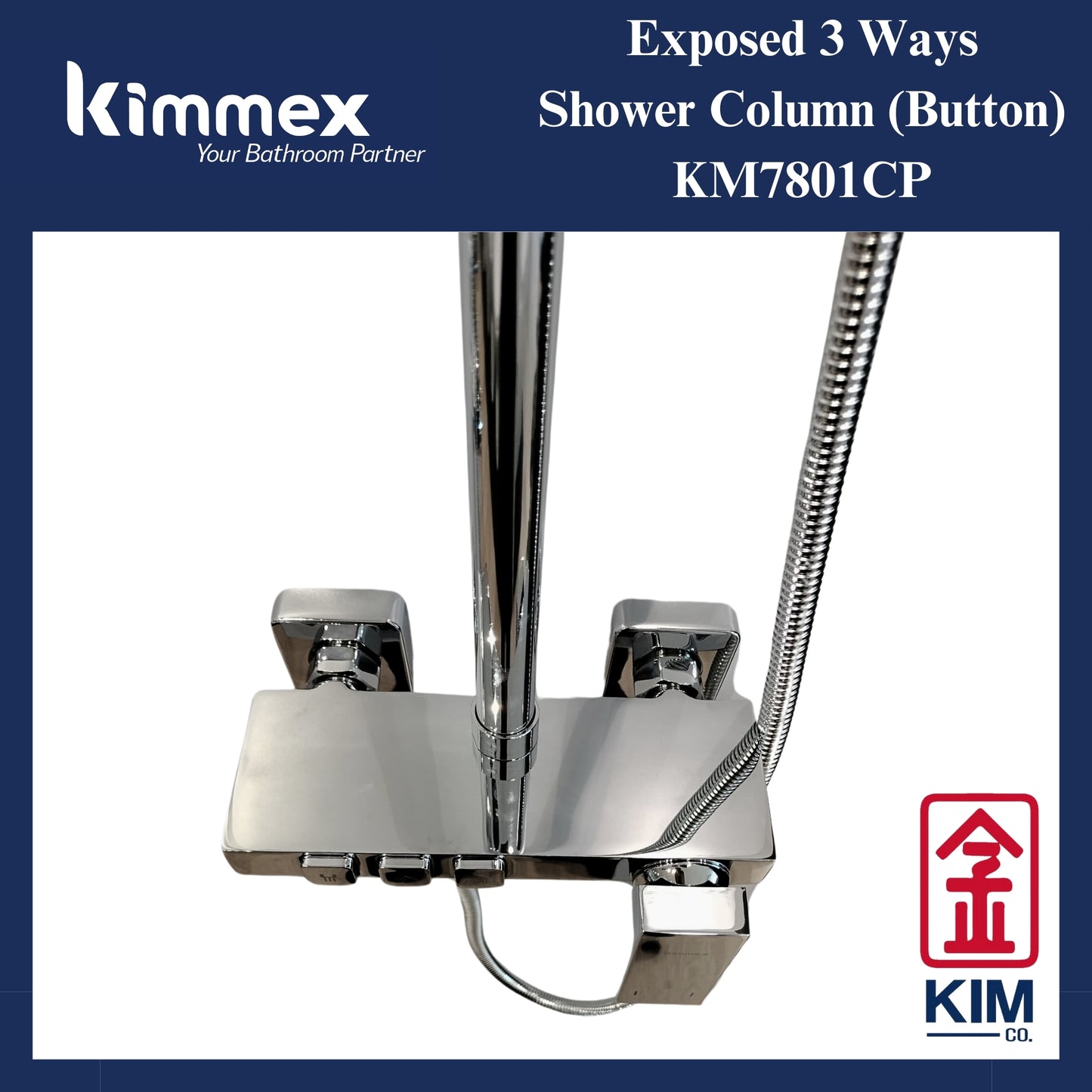 kimmex 3 Ways Shower Column Set (Button) (KM7801CP)