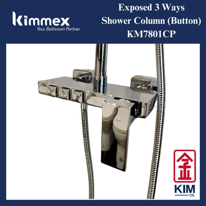 kimmex 3 Ways Shower Column Set (Button) (KM7801CP)