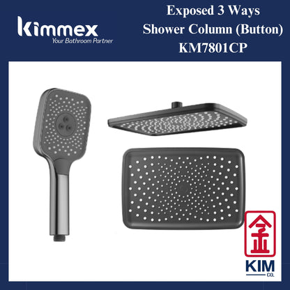 kimmex 3 Ways Shower Column Set (Button) (KM7801CP)