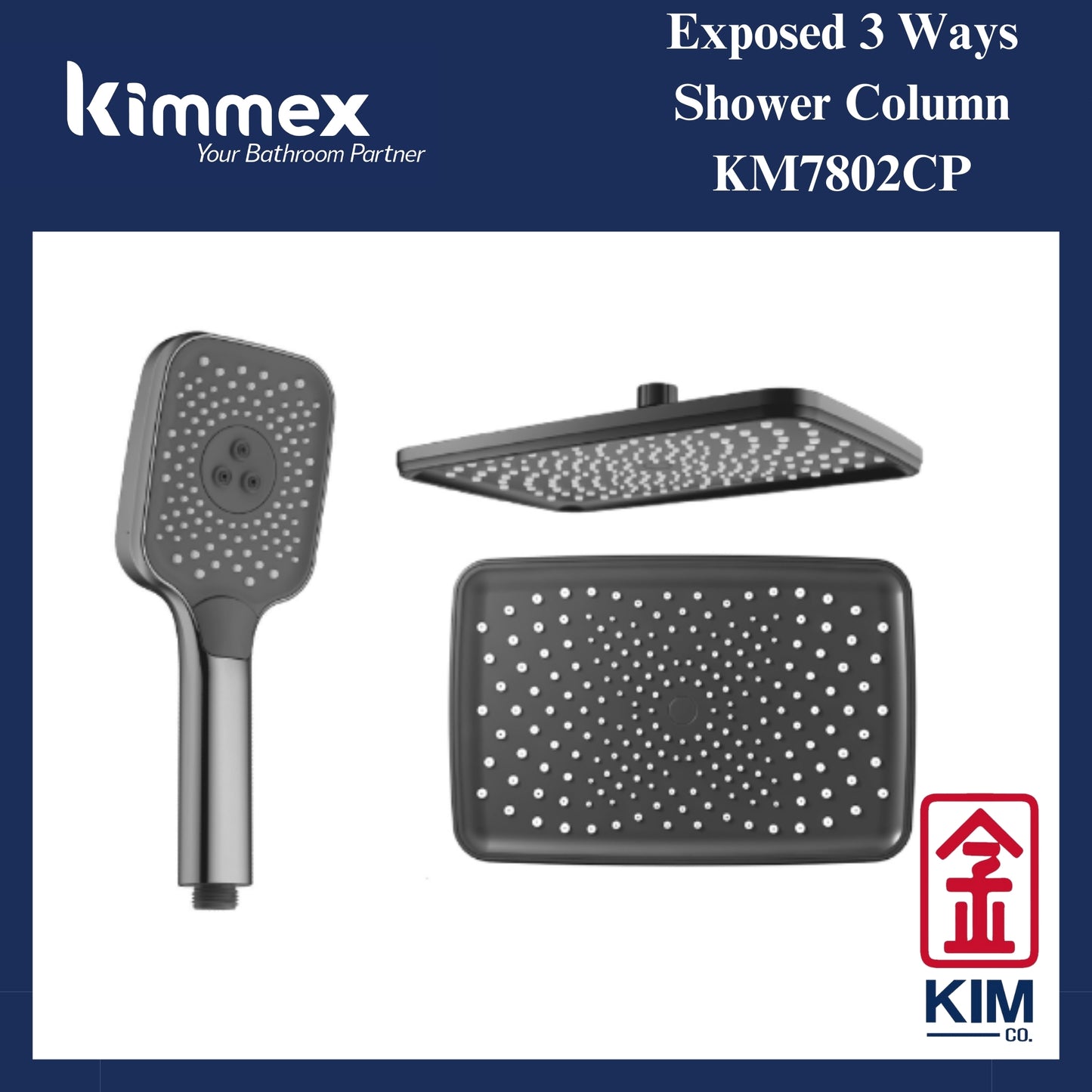 kimmex 3 Ways Shower Column Set (KM7802CP)