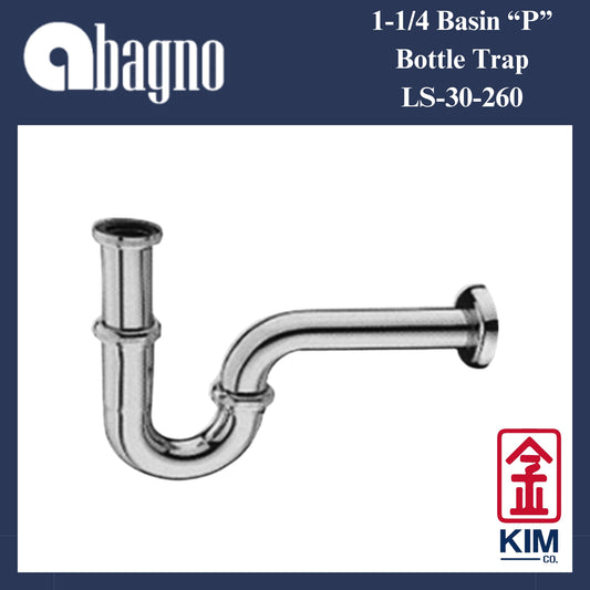 Abagno Stainless Steel Basin "P" Bottle Trap (LS-30-260)