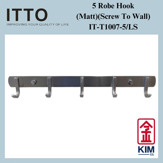 Itto S/Steel 304 Screw To Wall 5 Robe Hook (IT-T1007-5 & IT-T1007-5/LS)