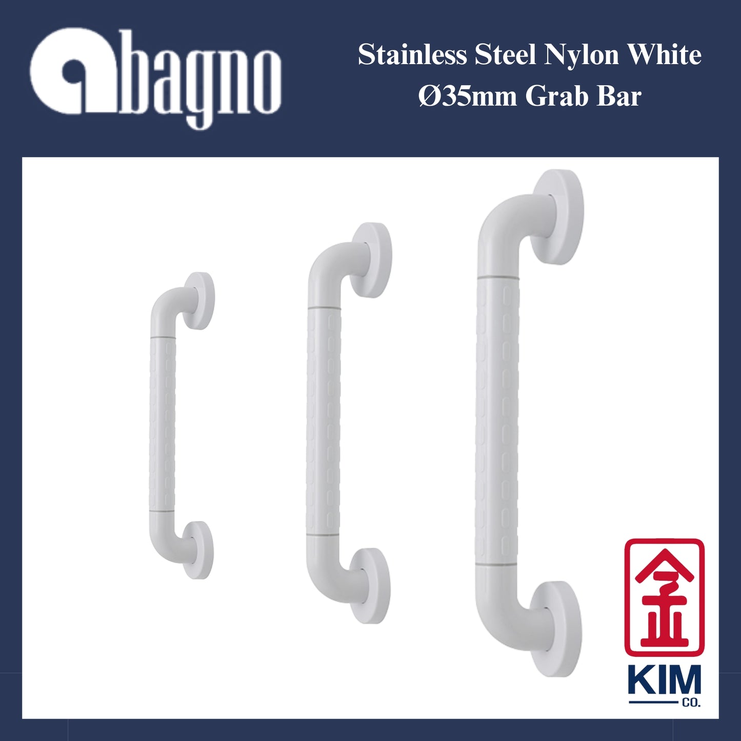 Abagno Nylon White Grab Bar (GB-35-NW)