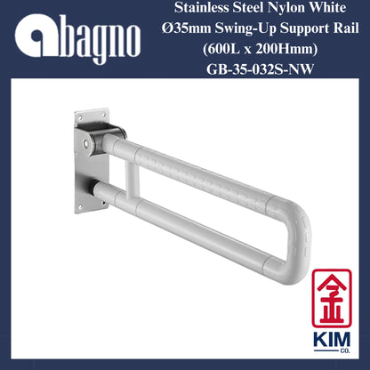 Abagno Nylon White Swing-Up Support Rail (600mm) (GB-35-020-NW)