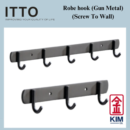 Itto Stainless Steel 304 Screw To Wall Robe Hook (Gun Metal) (IT-T1008)
