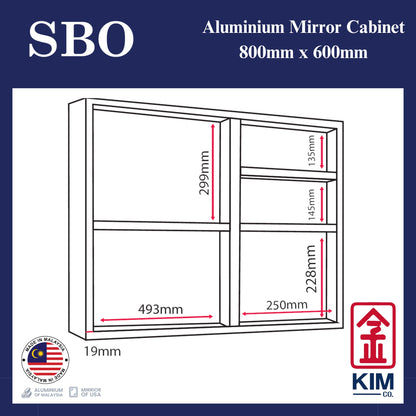 SBO Aluminium Mirror Cabinet (800mm x 600mm)