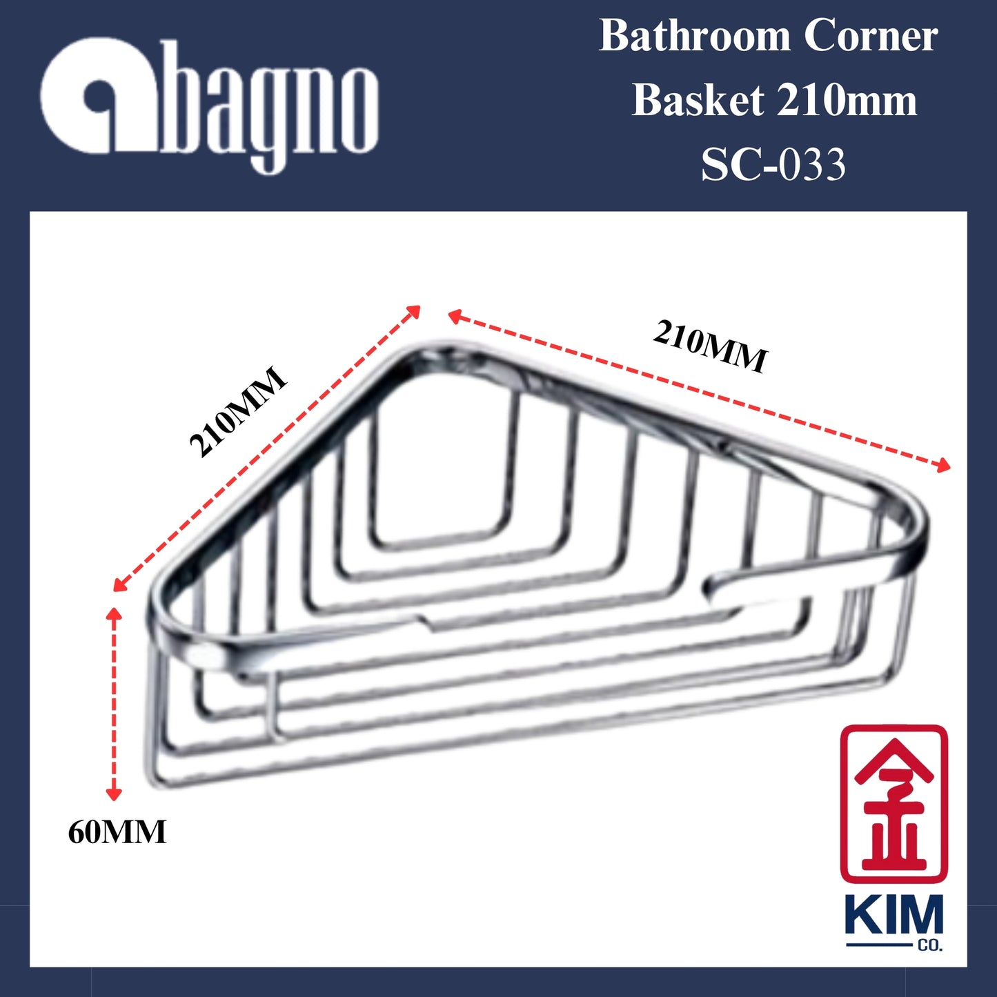 Abagno Stainless Steel Corner Basket (210mm) (SC-033)