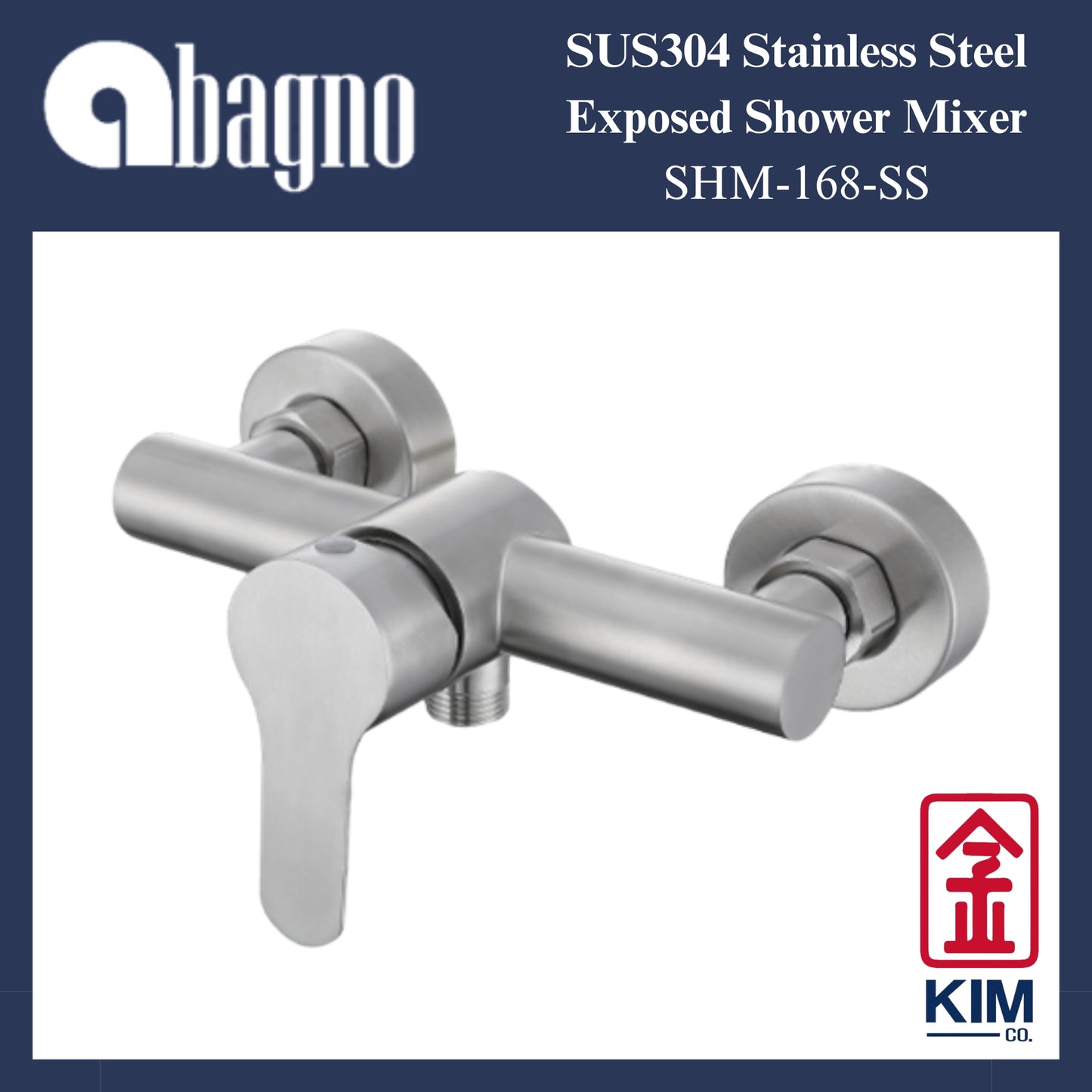 Abagno SUS304 Stainless Steel Wall-Mounted Shower Mixer (SHM-168-SS)