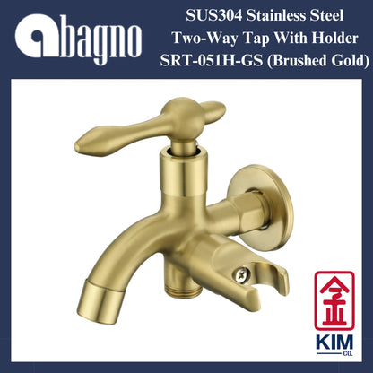 Abagno SUS304 Stainless Steel Two-Way Tap With Holder (Brushed Gold) (SRT-051H-GS)