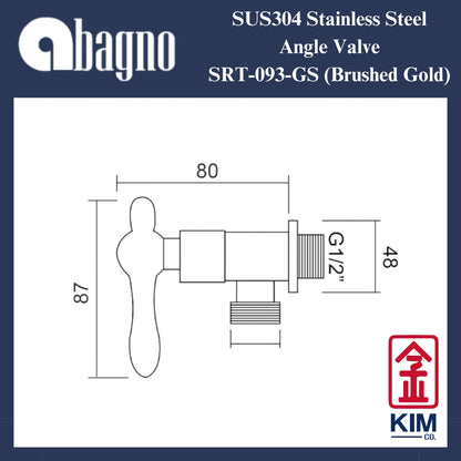 Abagno SUS304 Stainless Steel Angle Valve (Brushed Gold) (SRT-083-GS)