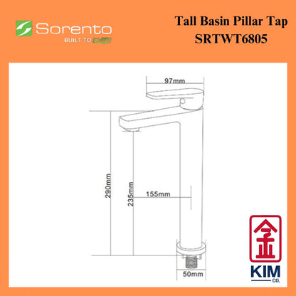 Sorento Tall Basin Pillar Tap (SRTWT6805)