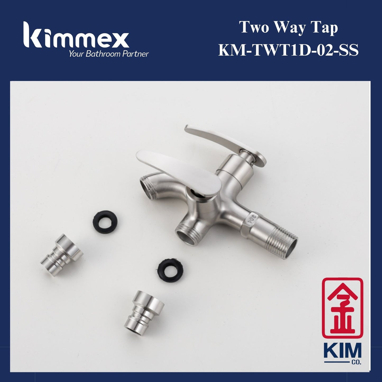 kimmex Stainless Steel 304 Two Ways Bib Tap (KM-TWT1D-02-SS)