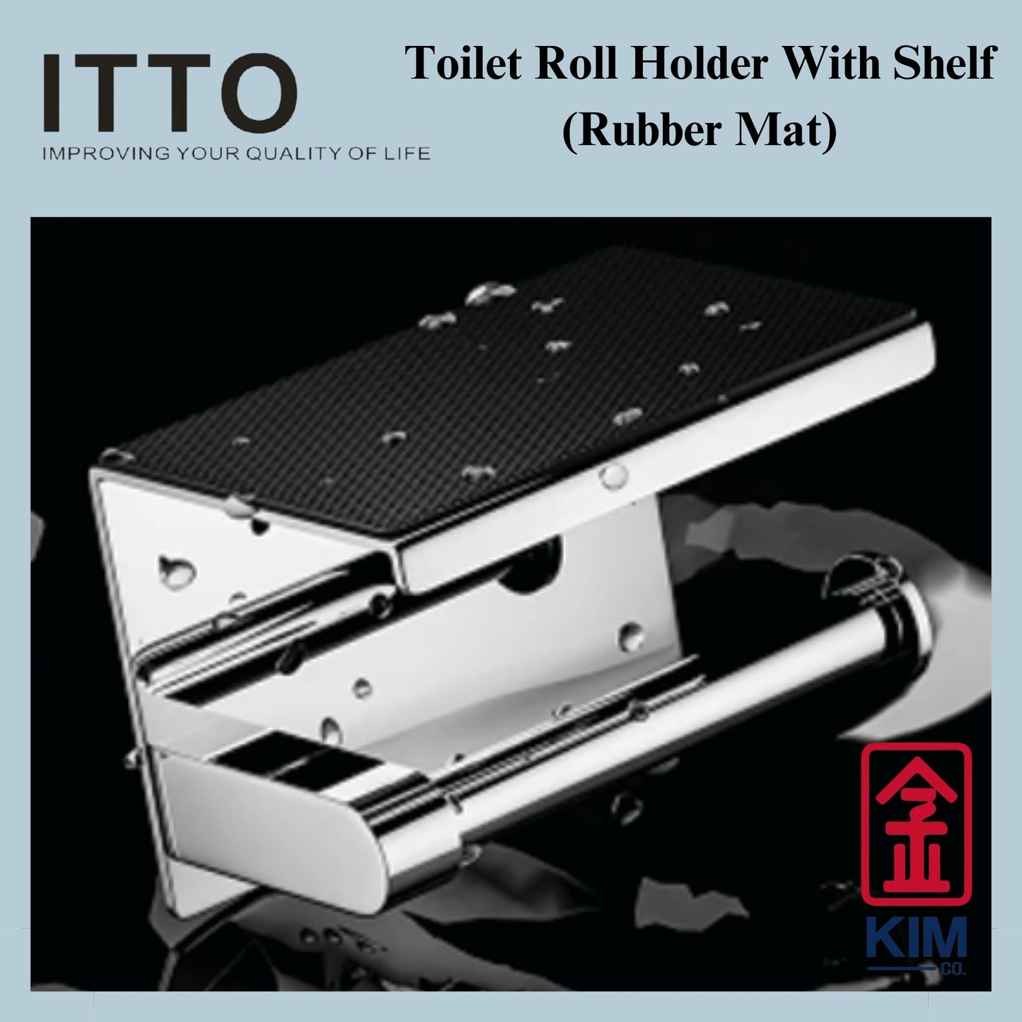 Itto Stainless Steel 304 Toilet Roll Holder With Shelf (Rubber Mat)