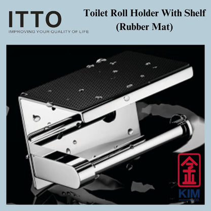 Itto Stainless Steel 304 Toilet Roll Holder With Shelf (Rubber Mat)