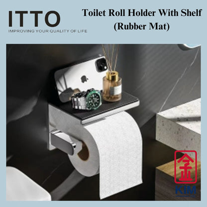 Itto Stainless Steel 304 Toilet Roll Holder With Shelf (Rubber Mat)
