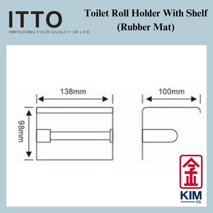 Itto Stainless Steel 304 Toilet Roll Holder With Shelf (Rubber Mat)
