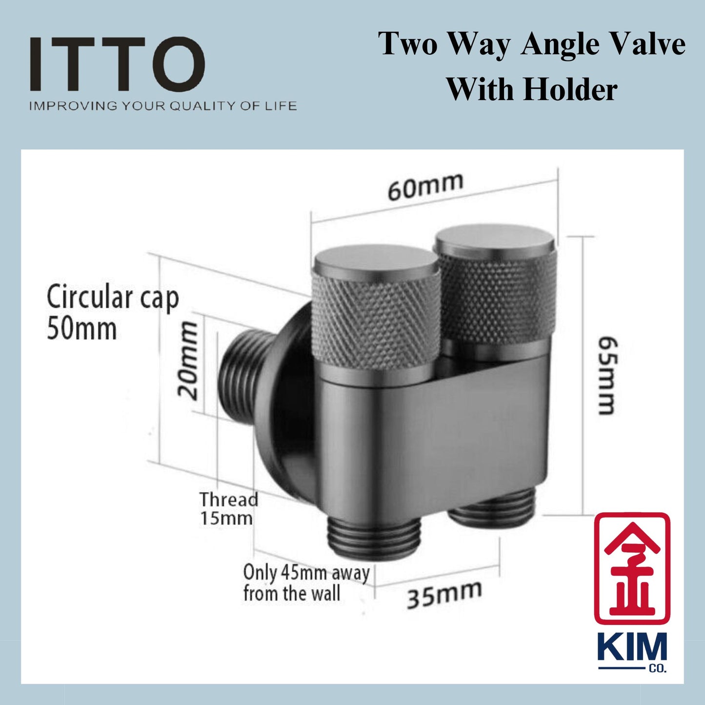 Itto Stainless Steel 304 Two Way Angle Valve With Holder (IT-W1733)