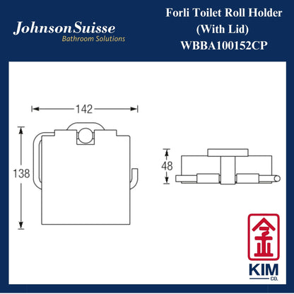 Johnson Suisse Forli Toilet Roll Holder With Lid (WBBA100152CP)