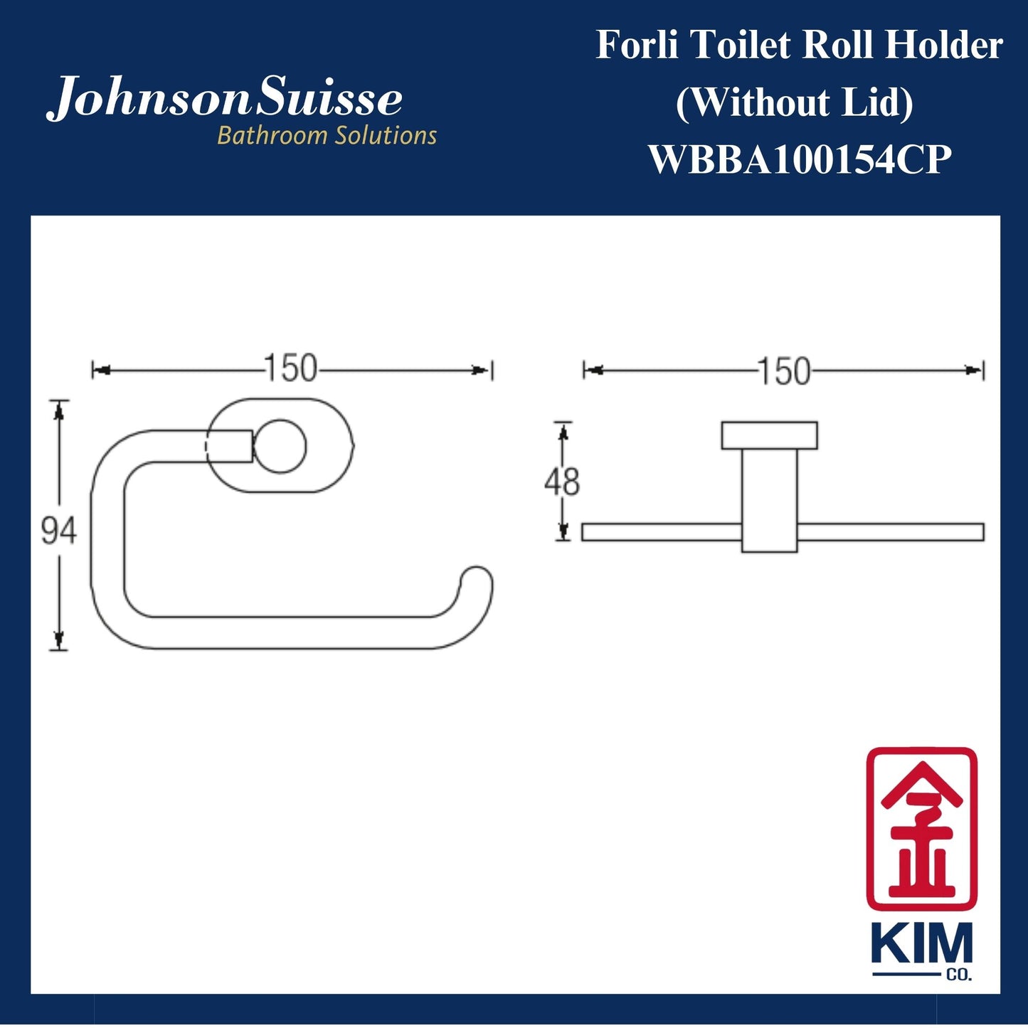 Johnson Suisse Forli Toilet Roll Holder Without Lid (WBBA100154CP)