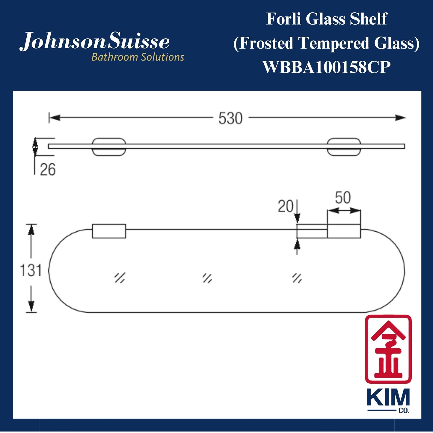 Johnson Suisse Forli Glass Shelf (WBBA100158CP)