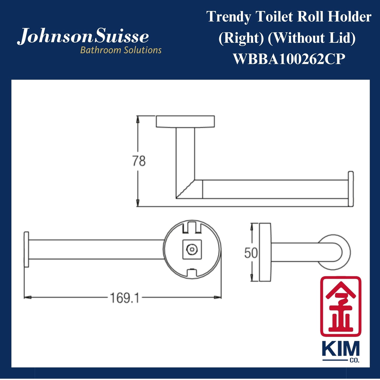 Johnson Suisse Trendy Toilet Roll Holder Without Lid (Right) (WBBA100262CP)