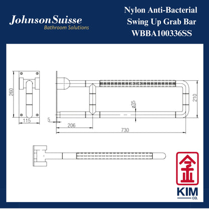 Johnson Suisse Nylon Swing Up Grab Bar (WBBA100336SS)