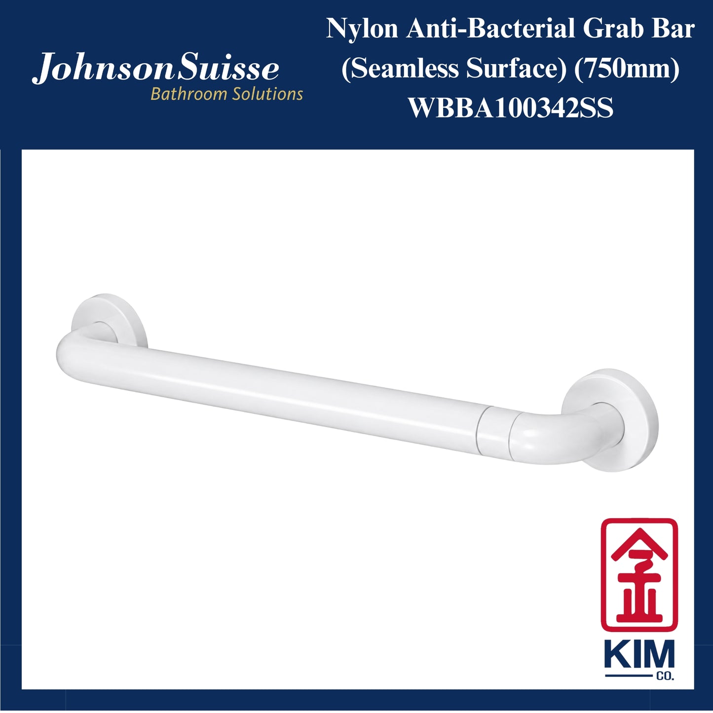 Johnson Suisse Nylon Anti-bacterial Straight Grab Bar 750mm (Seamless Surface) (WBBA100342SS)