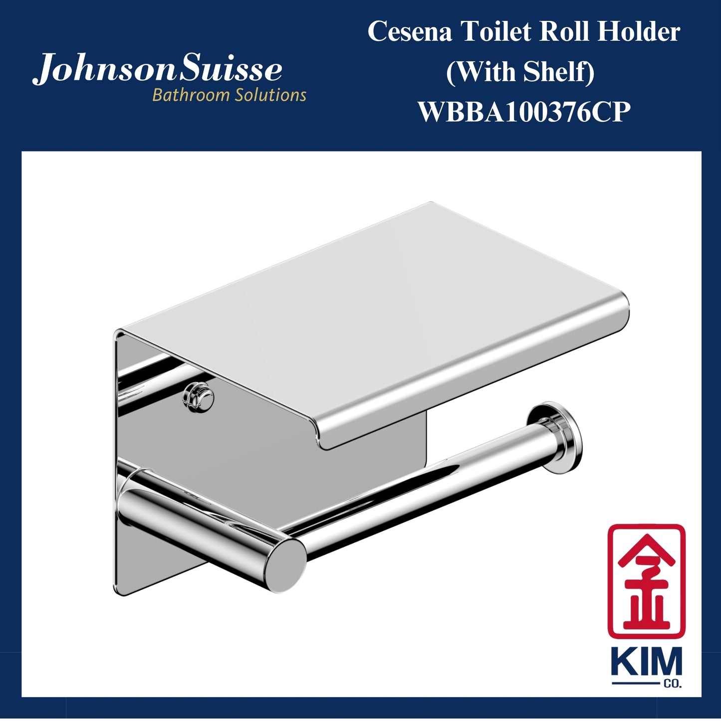 Johnson Suisse Cesena Toilet Roll Holder With Shelf (WBBA100376CP)