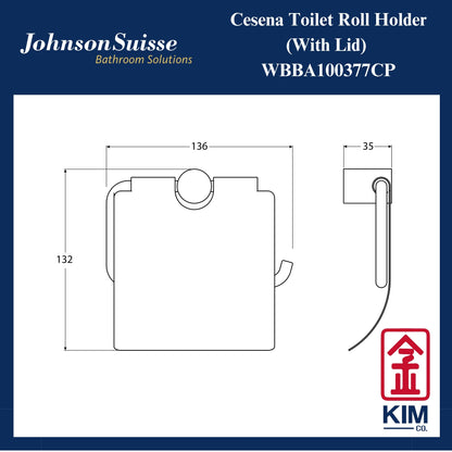 Johnson Suisse Cesena Toilet Roll Holder With Lid (WBBA100377CP)