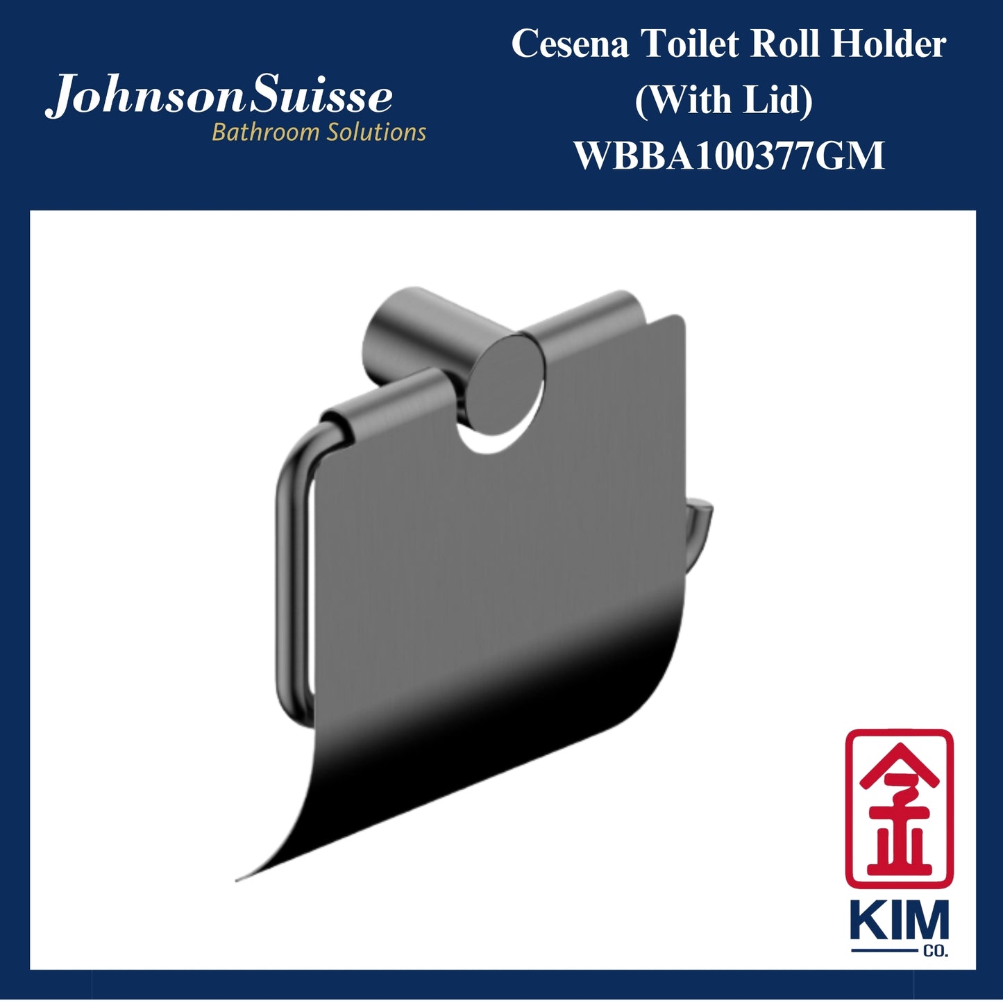 Johnson Suisse Cesena Toilet Roll Holder With Lid (Gunmetal) (WBBA100377GM)