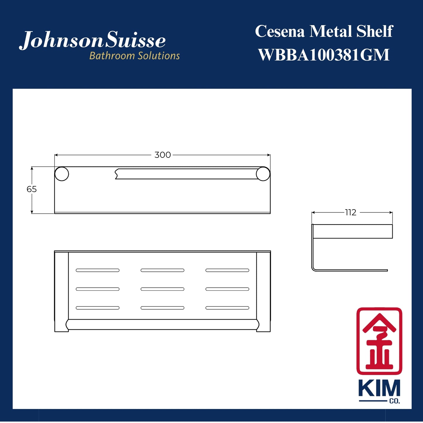 Johnson Suisse Cesena Metal Shelf (Gunmetal) (WBBA100381GM)