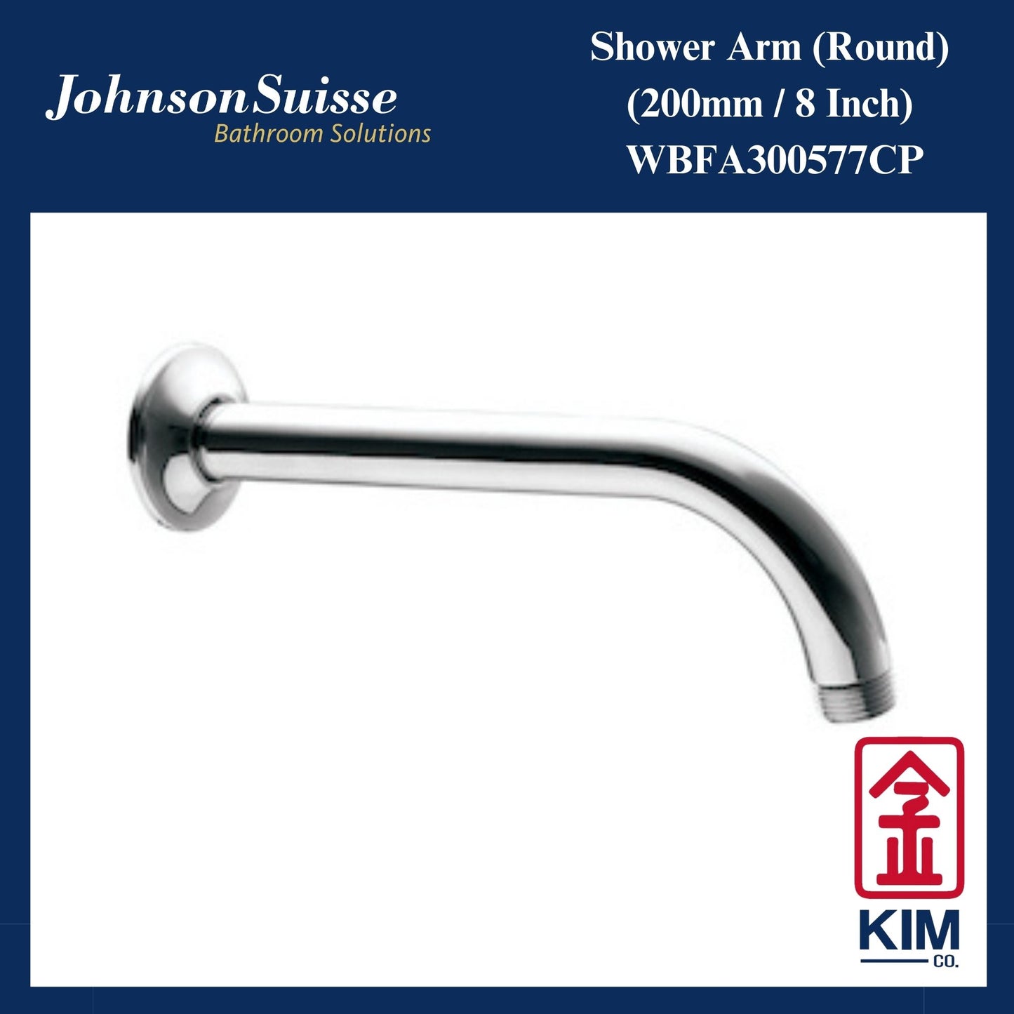 Johnson Suisse Brass Shower Arm (200mm) (WBFA300577CP)