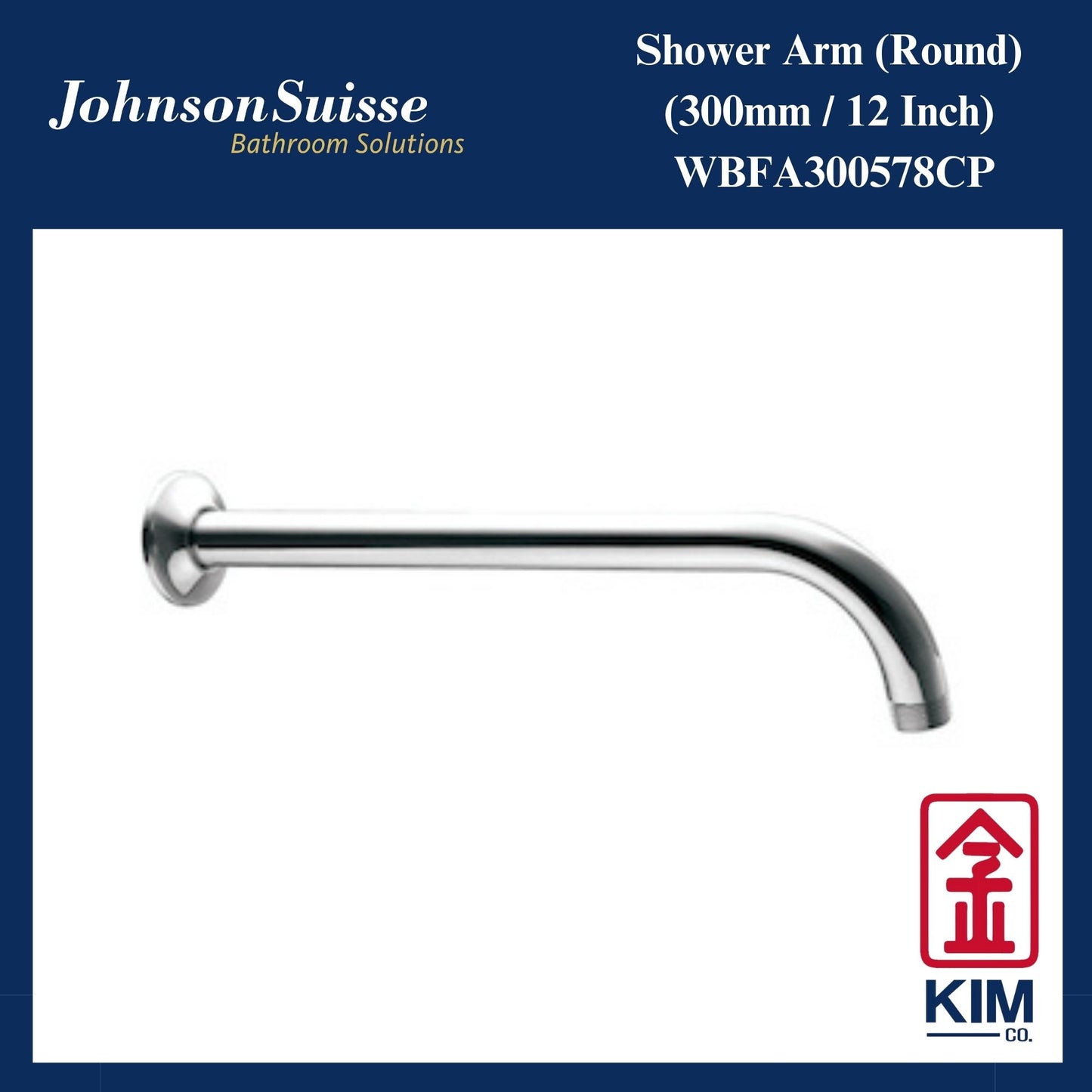 Johnson Suisse Brass Shower Arm (300mm) (WBFA300578CP)