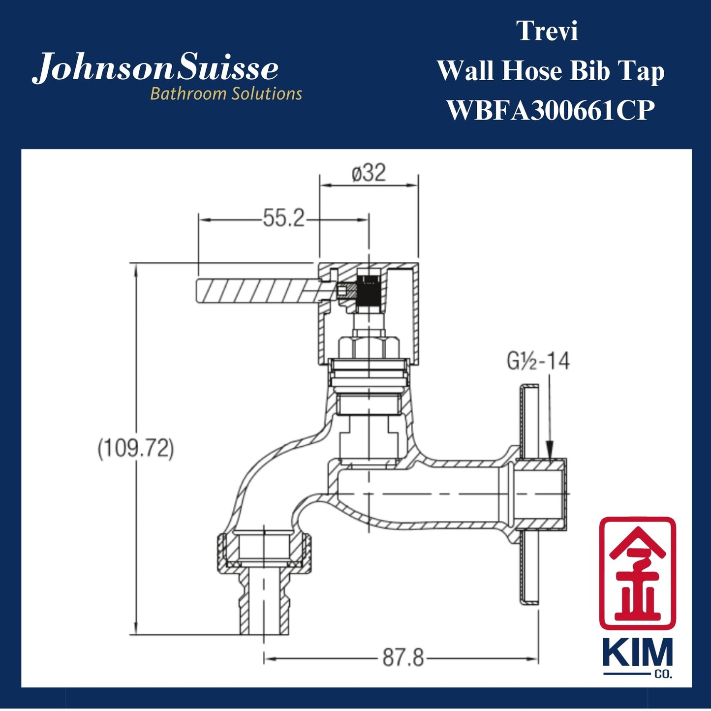 Johnson Suisse Trevi Wall Hose Bib Tap (WBFA300661CP)