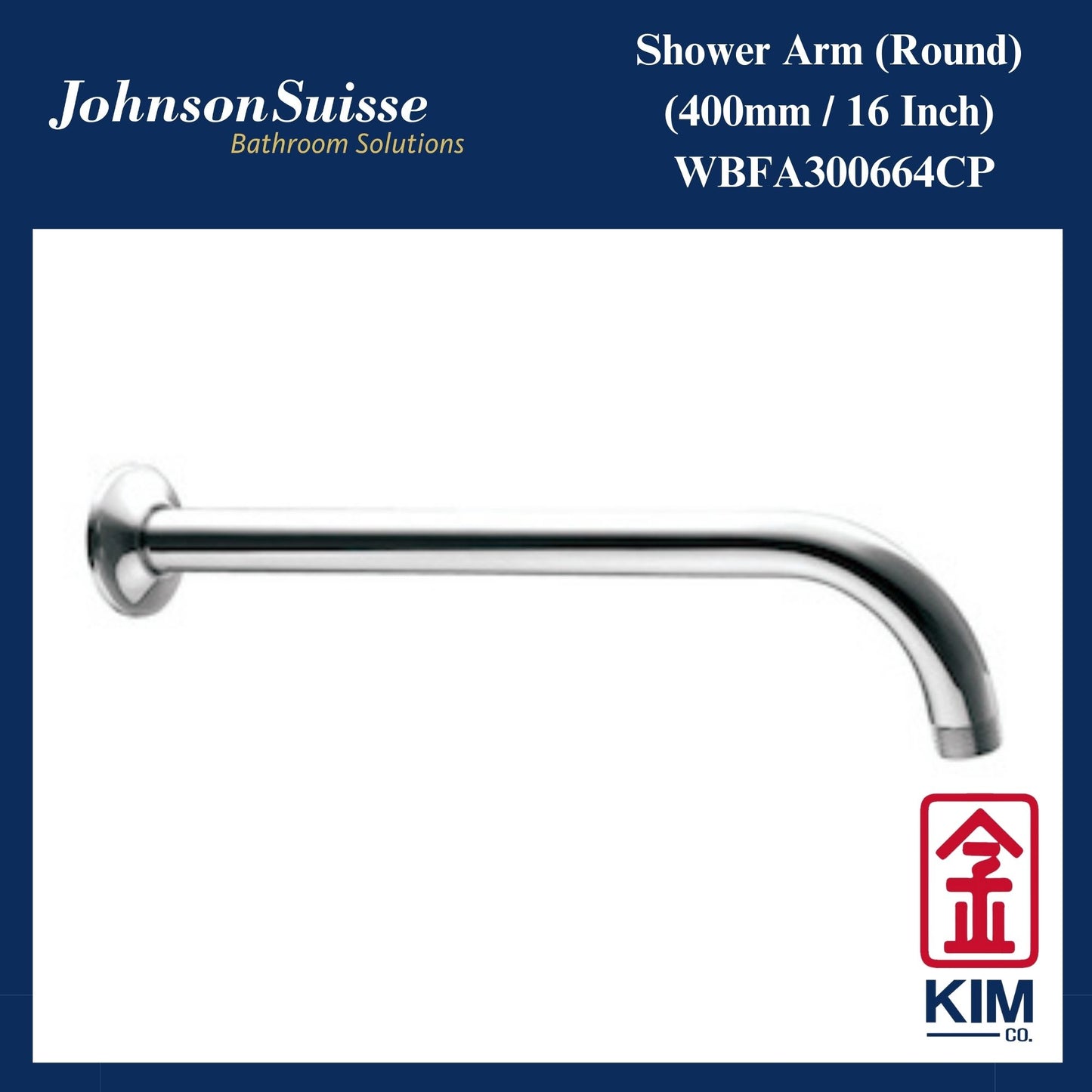 Johnson Suisse Brass Shower Arm (400mm) (WBFA300664CP)