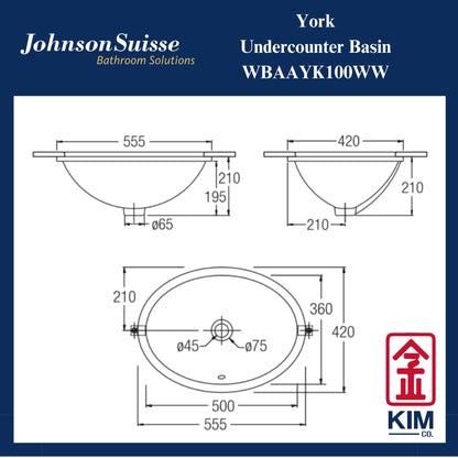 Johnson Suisse York Undercounter Basin (WBAAYK100WW)