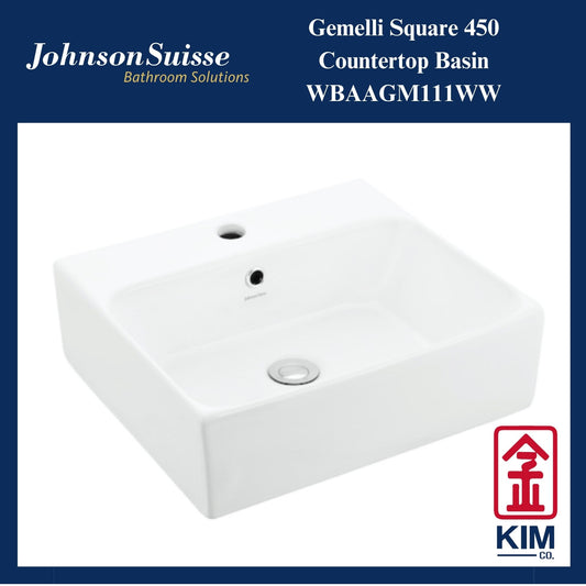 Johnson Suisse Gemelli Square 450 Countertop Basin (WBAAGM111WW)