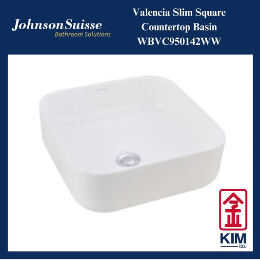 Johnson Suisse Valencia Slim Square Countertop Basin (WBVC950142WW)