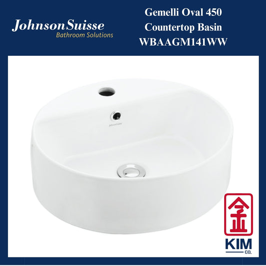 Johnson Suisse Gemelli Oval 450 Countertop Basin (WBAAGM141WW)
