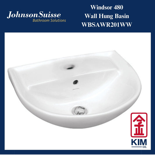 Johnson Suisse Windsor 480 Wall Hung Basin (WBSAWR201WW)