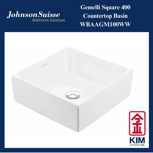Johnson Suisse Gemelli Square 400 Countertop Basin (WBAAGM100WW)