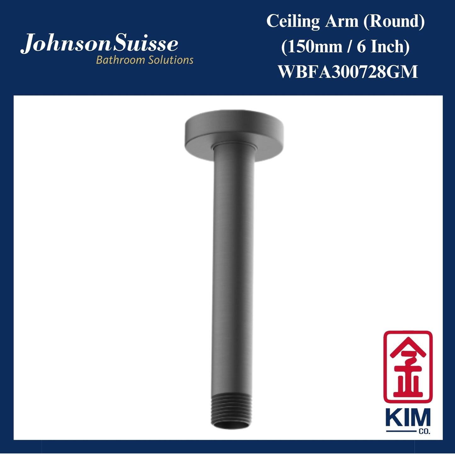 Johnson Suisse Brass Ceiling Shower Arm (150mm) (Gunmetal) (WBFA300728GM)