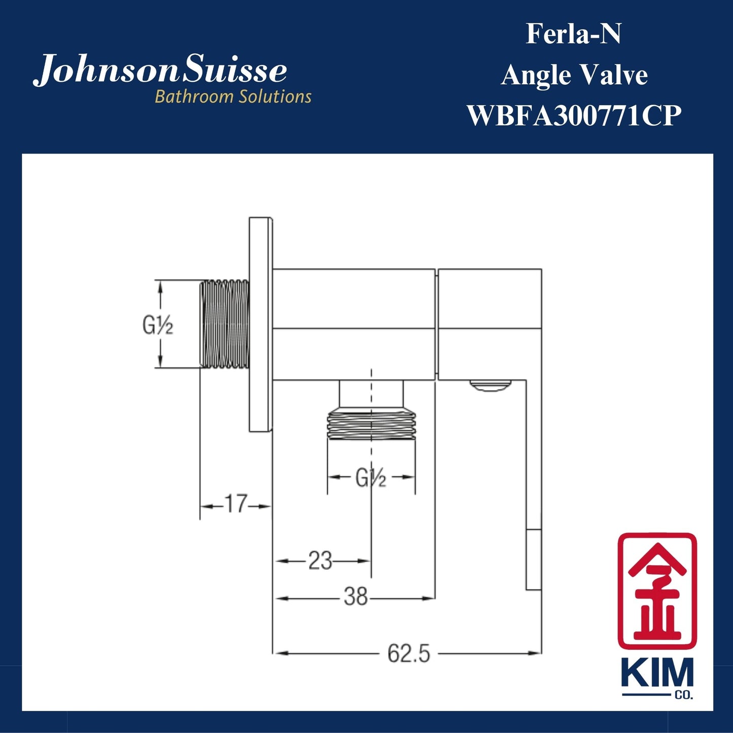 Johnson Suisse Ferla-N Angle Valve (WBFA300771CP)