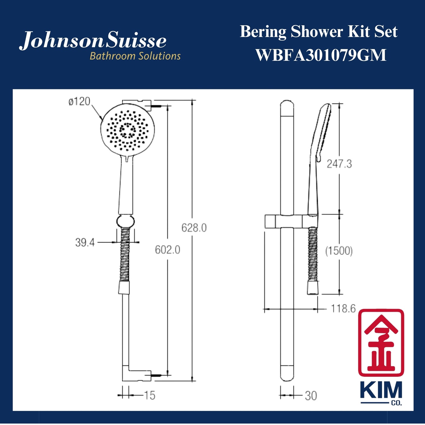 Johnson Suisse Bering Shower Kit (Gunmetal) (WBFA301079GM)