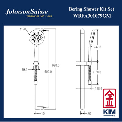 Johnson Suisse Bering Shower Kit (Gunmetal) (WBFA301079GM)