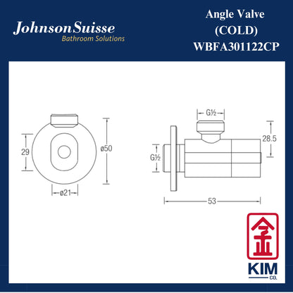Johnson Suisse Angle Valve (Cold) (WBFA301122CP)
