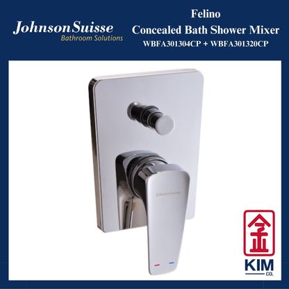 Johnson Suisse Felino Concealed Bath Shower Mixer With Diverter (WBFA301304CP + WBFA301320CP)