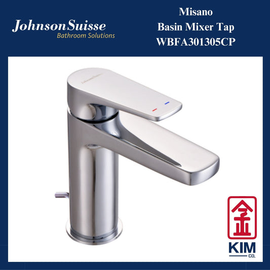 Johnson Suisse Misano Basin Mixer Cw Pop Up Waste (WBFA301305CP)