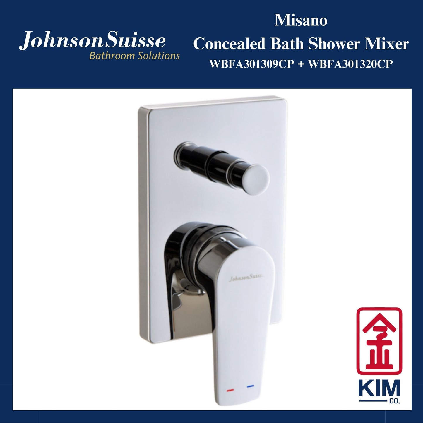 Johnson Suisse Misano Concealed Bath Shower Mixer With Diverter (WBFA301309CP + WBFA301320CP)